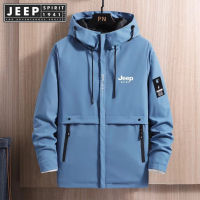 JEEP SPIRIT 1941 ESTD เสื้อแจ็คเก็ตมีฮู้ดของผู้ชายแขนยาว Hoodie ลำลอง