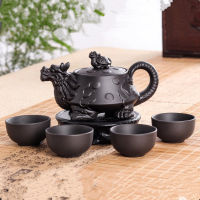 Authentic Yixing Dragon Teapot Sets 5pcs Ceramic Purple Clay Kung Fu Tea Set 1 Teapot 4 Cups Handmade Zisha Teapot Set