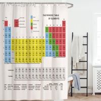 【CW】☸  Hot New Periodic Table of Elements Shower Curtains Print Fabric Curtain for with Hooks