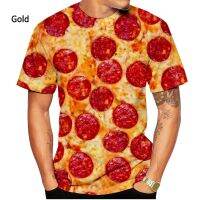 2023 newNew Fashion Food Bacon Pizza 3D Printing T-shirt Mens and Womens Summer Casual Short Sleeve Fast Food T-shirt