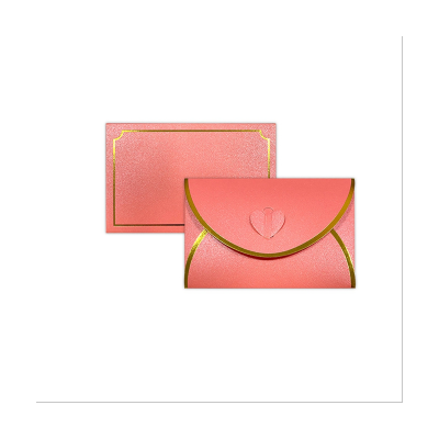 50Pcs Gift Card Envelopes with Love Buckle Envelopes with Gold Border Business High-End Envelope for Note Cards, Wedding Red