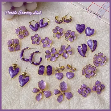 Purple hot sale fashion earrings