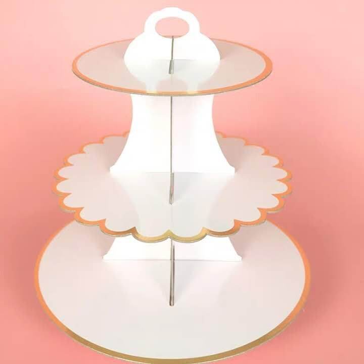 High-end metalli Black White theme Three Layers Cupcake Stand Golden ...