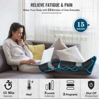 Electric Air Compression Leg Massager Pneumatic Foot and Calf Heated Air Wraps Handheld Controller Muscle Relax Pain Relief 24W