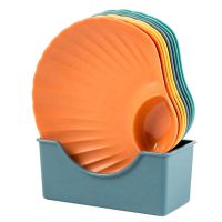 Multicolor Shell Bone Spitting Dish Dining Table Bone Storage Tray Fruit Plate with Bottom Bracket