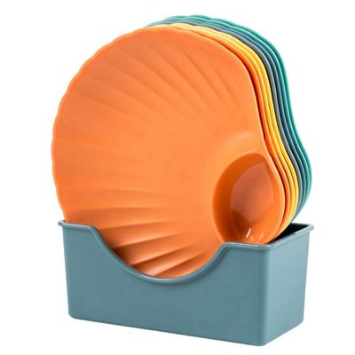 Multicolor Shell Bone Spitting Dish Dining Table Bone Storage Tray Dessert Fruit Plate with Bottom Bracket