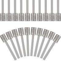 10 Pieces Diamond Bit Diamond Grinding Bits Head 1/8 Shank 8mm Cylinder Head Diamond for Most Rotary Tool Bit Grinder