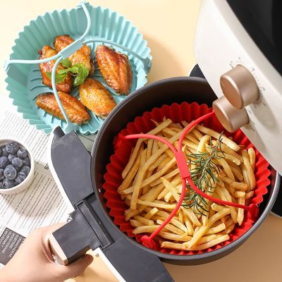 【CW】 Air Fryer Silicone Basket With Handle Baking Tray Pot Grill Base for Airfryer Oil-free Accessories