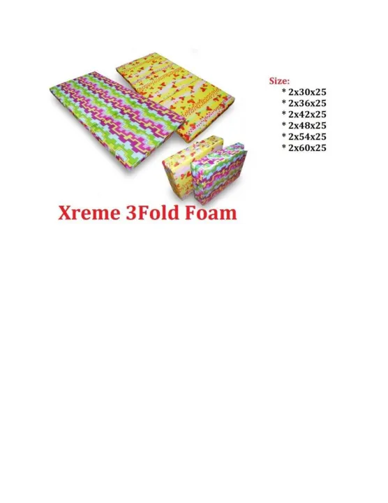 XTREME FOAM 3 FOLD 2X36X25 BED MATTRESS Lazada PH