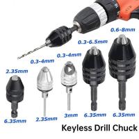 Mini Keyless Drill Chuck 0.3 8mm Self Tighten Electric Drill Bits Collet Fixture Tools 1/4 quot; Hex Shank Quick Change Converter