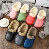 【cw】 2022 Warm Slippers Soft Eva Female Clogs Couples Indoor Fuzzy Shoes Dropship ！