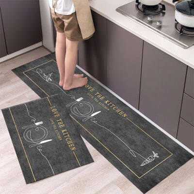 Tableware Pattern Kitchen Floor Mat Bathroom Entrance Door Mat Home Living Room Rug Washable Non-slip Kitchen Carpet Long Set