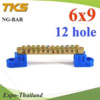 บัสบาร์ บาร์รวมสาย กราวด์ นิวตรอน ขนาด 6x9 มม. พร้อมขายึด 12 ช่อง รุ่น Busbar-6x9-12H