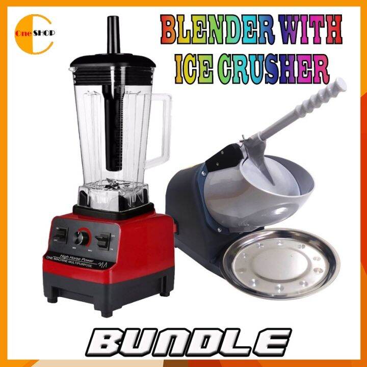 (BUNDLE) Ice Smashing Electric Crusher Machine 500w WITH Blender Red