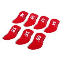 7 Pieces Golf Club Iron Putter Headcover Head Cover Protector Set Red