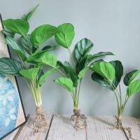 Luxury Patterned Green ficus bouquet with roots flores artificiales fake plants for home garden Decoration artificial flowers Artificial Flowers  Plan