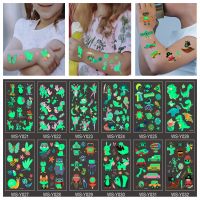 【YF】 Luminous Tattoo Sticker Children Arm Face Glowing Body Art Dinosaur Pirate Unicorn Mermaid Cartoon