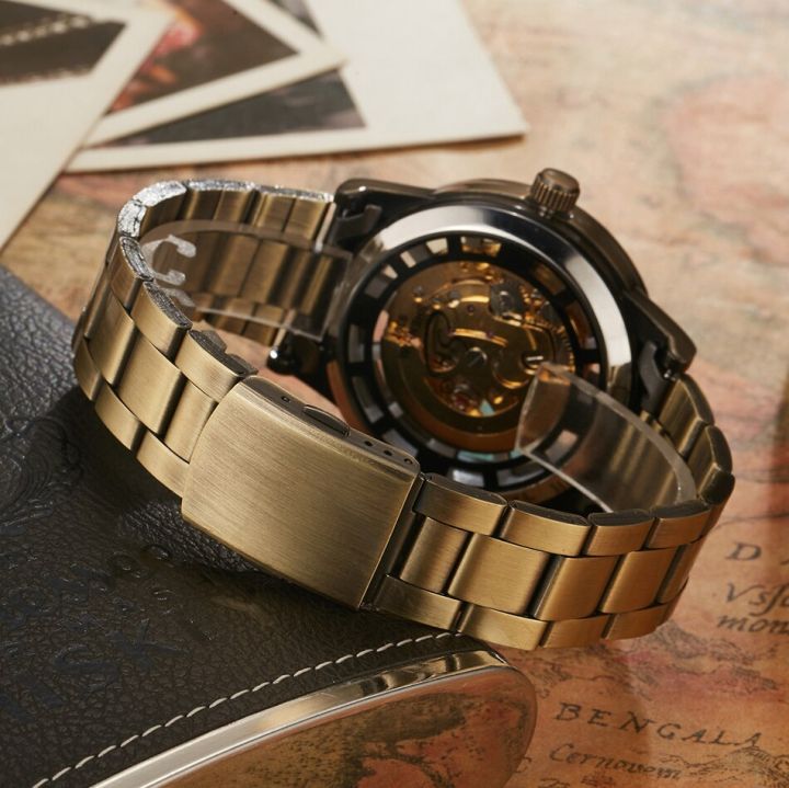 relogio-masculino-นาฬิกาจักรกลผู้ชายโบราณโครงกระดูกเหล็กเต็มรูปแบบหรูหราแบรนด์นาฬิกาจักรกลข้อมือชายอัตโนมัติ
