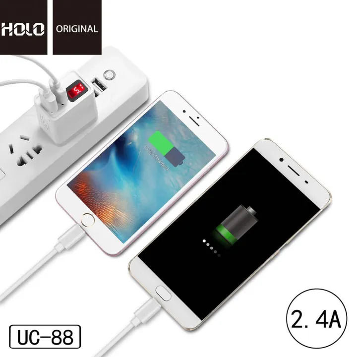 holo-uc-88-adapter-หัวชาร์จ-2usb-กระแสไฟ-2-4a-พร้อมหน้าจอ-led-แท้100