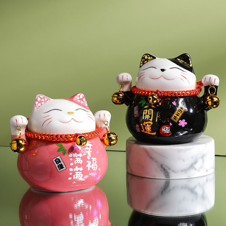 zhaocai-น้อยน่ารักเครื่องประดับตกแต่งแมวห้องนั่งเล่นระเบียงร้านเพื่อเปิดเครื่องประดับเซรามิกแมว