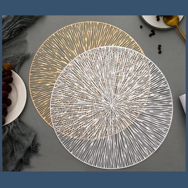 round-placemats-restaurant-hollow-pvc-decoration-meal-mat-anti-hot-dining-table-line-mat-steak-plate-pad