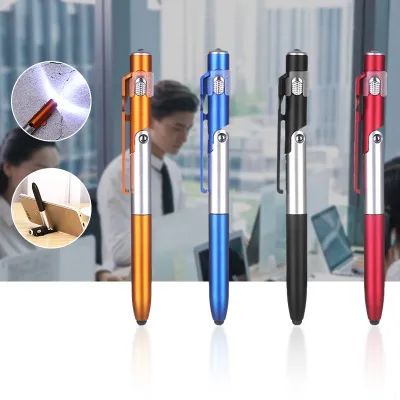 4 in 1 Ballpoint Pen Multifunctional LED Light Phone Holder Folding Stylus Pen Night Reading Homework Student Stationery Pen