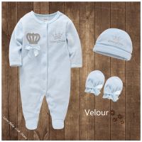 Baby Boys Rompers Royal Crown Prince Clothing Sets with Cap s Infant Newborn Girl s Footies Overall Pajamas Velour