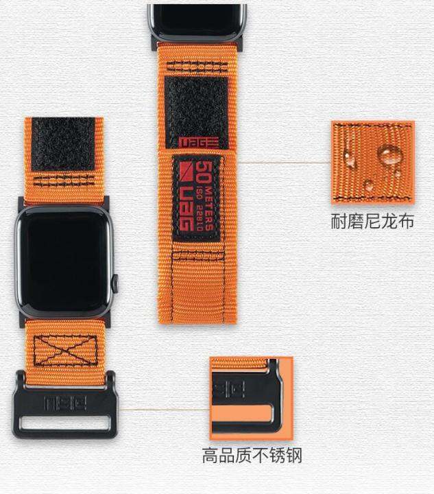 uag-สายรัดไนล่อนกันน้ำระบายอากาศได้ดี-สายนาฬิกาสำหรับ-apple-watch-7-6-5-se-band-45มม-42มม-38มม-สำหรับ-i-watch-38-40-44มม-serise-4-3-2-1พร้อมเคส-tpu