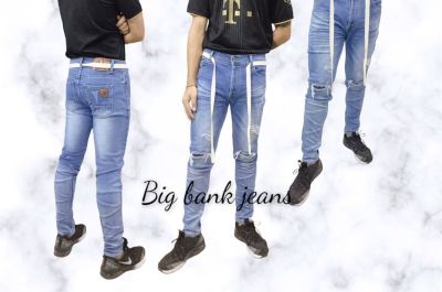 กางเกงยีนส์ กางเกงยีนส์ขายาว กางเกงยีนส์ผุ้ชาย ทรงเดฟ ผ้ายืด ยีนส์ไบเกอร์ ยีนส์คาดหนัง Size. 28-34