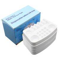 Tattoo Ink Tray 30pcs/box Disposable White Plastic Pigment Tray Color Palette Holder Adhesive ink Tray Holders Tattoo Ink Palet