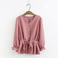 Plus Size XL-4XL Womens Blouse Green Red 810 Sleeve Cotton Officewear Blusas Ladies Casual Tops