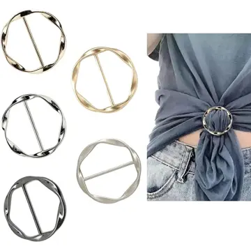 5PCS Scarf Ring Clip Tie Ring Clips for Women T-Shirt Twist Knot Clip