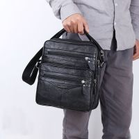 Guaranteed Leather Shoulder Bag mens backpack messenger large capacity multi co保证真皮单肩包男士背包斜挎大容量多隔层竖款头层牛皮商务公文包