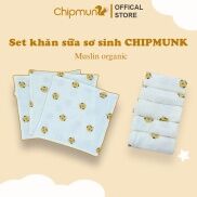 Set 5 khăn sữa xô cho bé CHIPMUNK, không xù sợi, an toàn cho da bé