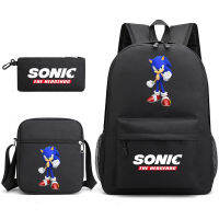 Sonic The Hedgehog 32*45*13ซม. 3ชิ้นกระเป๋าเป้สะพายหลังสำหรับเด็กชายหญิงใหม่การ์ตูนกระเป๋านักเรียนนักเรียนไหล่กระเป๋าดินสอกระเป๋าเป้สะพายหลัง