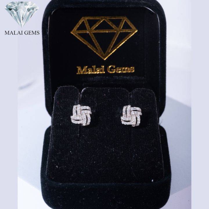 malai-gems-ต่างหูเพชร-เงินแท้-silver-925-เพชรสวิส-cz-เคลือบทองคำขาว-รุ่น225-e17675-แถมกล่อง-ต่างหูcz-ต่างหูเงินแท้