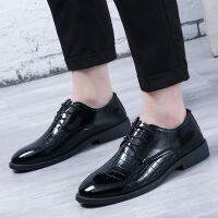 [COD] Mens leather shoes mens spring and autumn new business British black casual formal dress men