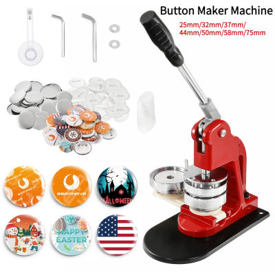 Button Maker 25/32/37/44/50/58/75Mm Button Maker Machine Badge Punch Press Pin Button Maker With Free 1000 Pcs Button Parts And Circle Cutter