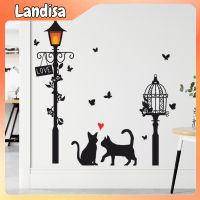 Cats Under The Street Light Wall Stickers Self-adhesive Mural Wallpaper Art Decals For Home Wall Decoration