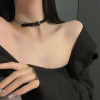 เชือกหนังสีดำ choker ปลอกคอผู้หญิงเฉพาะกลุ่มสายรัดคอสร้อยคออารมณ์สูงสร้อยคอเครื่องประดับสร้อยคอโซ่กระดูกไหปลาร้า ...