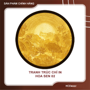 Tranh In Trúc Chỉ Hoa Sen 02, Đèn Hào Quang, Trang Trí Bàn Thờ, Gia Tiên