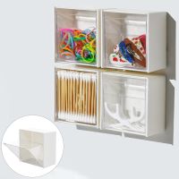 Wall Mounted Flip Storage Box Punch-Free Transparent Adhesive Small Object Storage Box Bathroom Organizer Storage Box