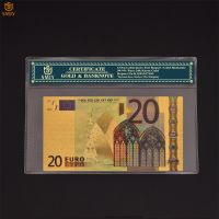 24K ชุบทองสกุลเงินยุโรป20ยูโรฟอยล์สีทองเงินจำลองคอลเลกชันธนบัตรกระดาษเงินจริง
