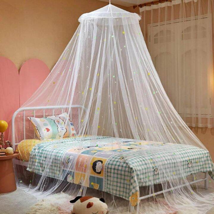 lz-1-set-convenient-bed-canopy-polyester-bedcover-curtain-glow-in-the-dark-protection-summer-girls-stars-bed-net-canopy