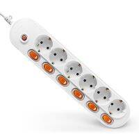 Power Strip Surge Protection 3/4/5/6 AC Outlets 10/16A ซ็อกเก็ตส่วนขยายไฟฟ้าสวิตช์ควบคุมอิสระ1.5/2.5M Cord