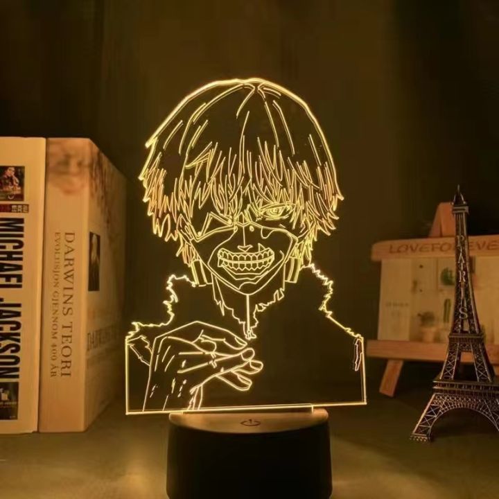 โตเกียวปอบเคน-kaneki-3d-led-ไฟกลางคืนสำหรับห้องนอนตกแต่งกลางคืนของขวัญวันเกิดอะคริลิหลอดไฟ-led-อะนิเมะโตเกียวปอบ