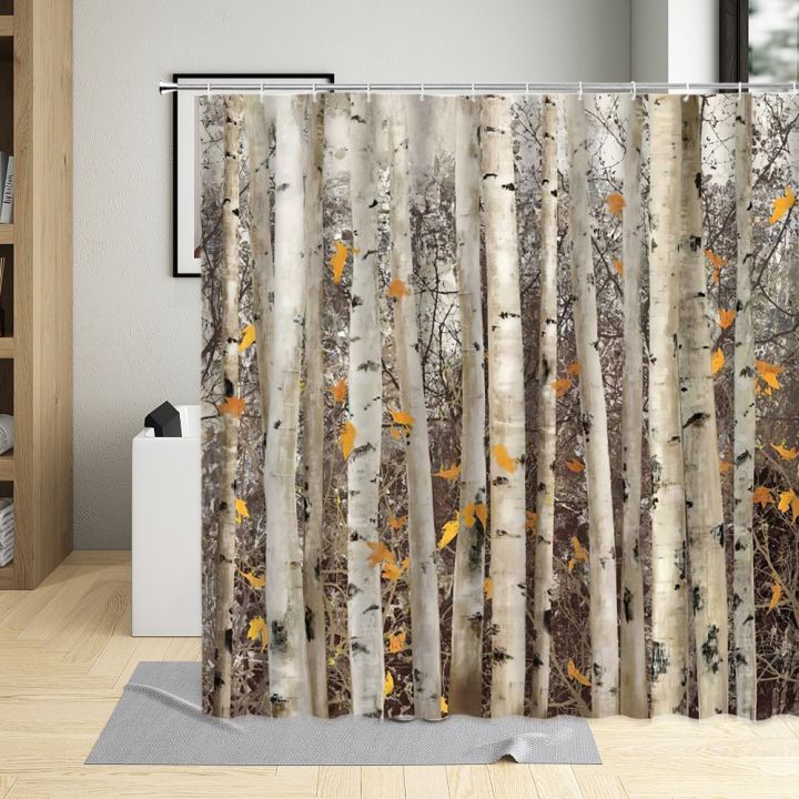 birch-tree-forest-branch-leaves-waterproof-fabric-bathroom-shower-curtain-natural-scenery-bathtub-decor-for-living-room-screens