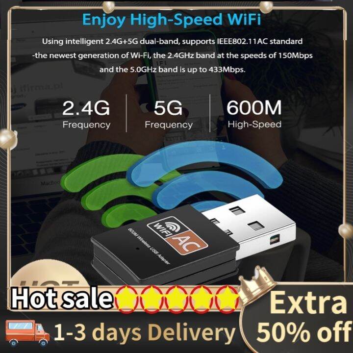 Hot muwangmi0924 WiFi Adapter 600Mbps Dual-Band 2.4G/5G Hz Mini ...