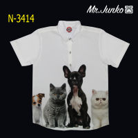 ?ส่งฟรี?เสื้อเชิ้ตชาย Mr-Junko ผ้านิ่มใส่สบายไม่ร้อน งานคุณภาพ พรีเมี่ยม ลายผ้าด้านหน้าต่อกัน N-3414