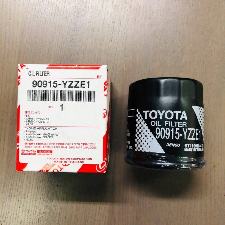 แท้ศูนย์-toyota-กรองน้ำมันเครื่อง-vios-yaris-altis-ae101-ae110-ee90-3ห่วง-at191-st191-3s-แถมฟรีแหวนรองน็อตถ่าย-1-ตัว-รหัส-90915-yzze1